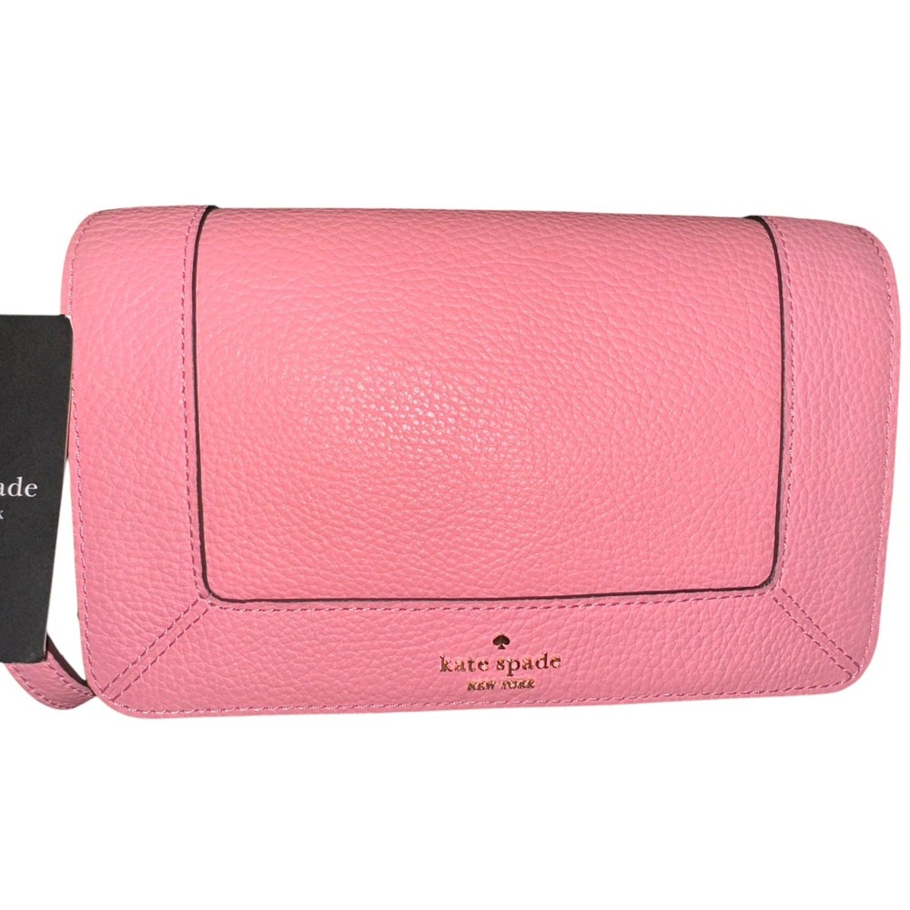 NWT Kate Spade Lena Mini Flap Pebbled Leather Crossbody Grapefruit-Retail $299